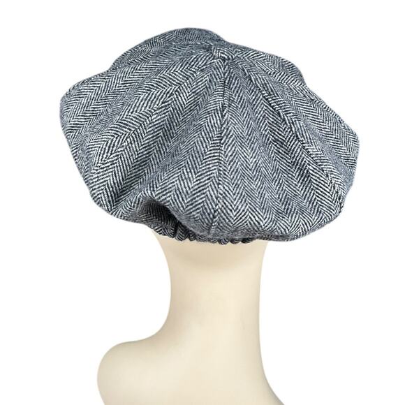 Mucros Weavers Ireland Gray Herringbone Newsboy Cap Hat One Size Wool Blend - Picture 9 of 16